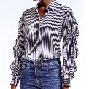 Women’s Long sleeve ruffled striped shirt